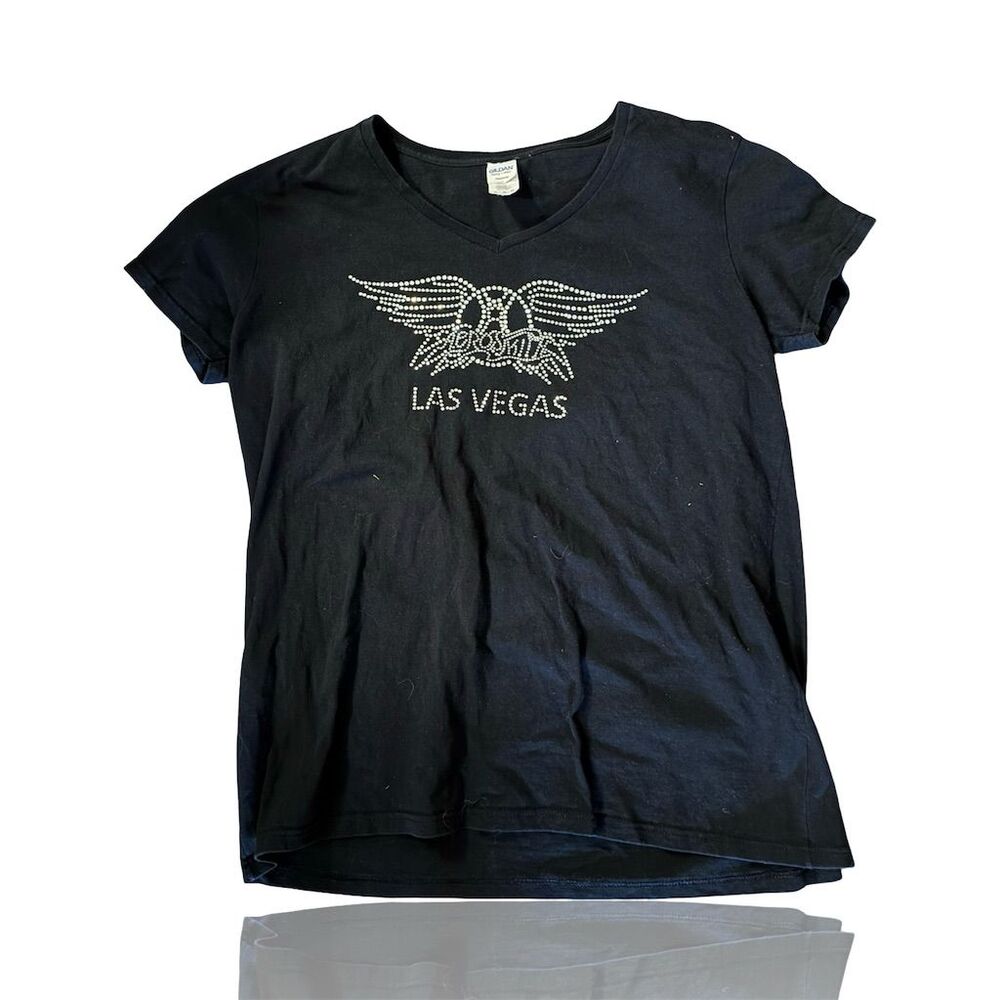Aerosmith Las Vegas Residency Rhinestone Ladies T-Shirt Black XL: Steven Tyler